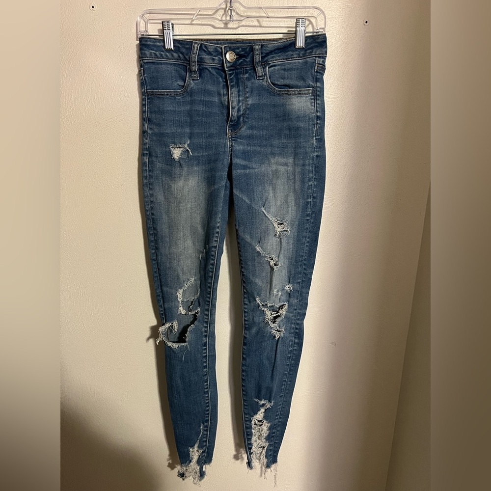AMERICAN EAGLE Classic High Rise Denim Jegging Medium Wash Women's‎ Size 4 Reg